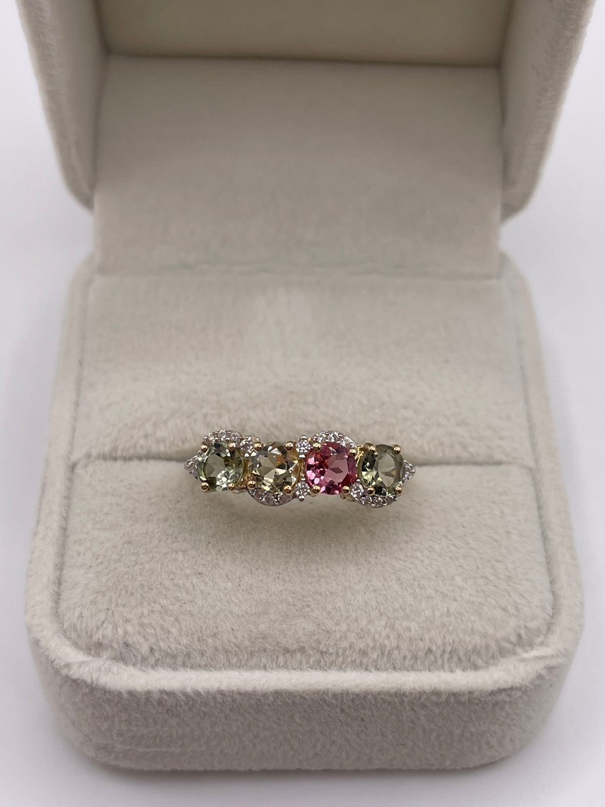 9ct gold tourmaline and zircon ring