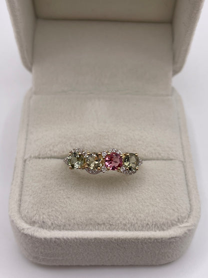 9ct gold tourmaline and zircon ring