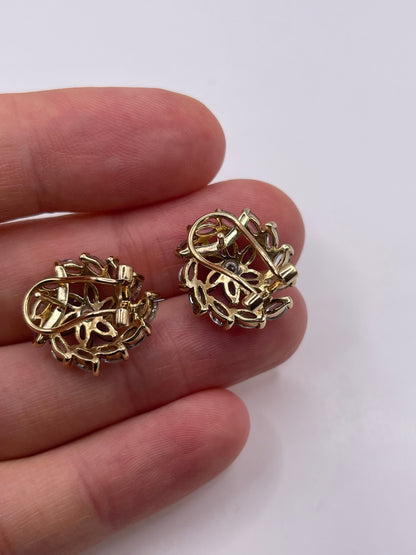 9ct gold tanzanite, aquamarine and diamond earrings