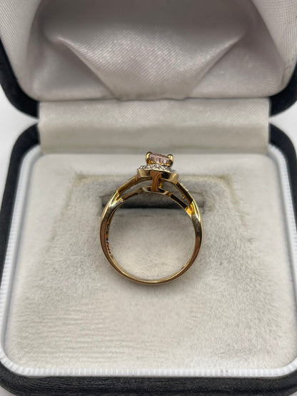 9ct gold morganite and zircon ring