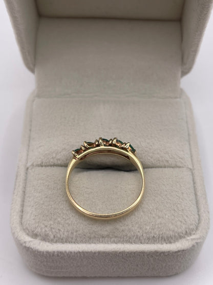 9ct gold emerald and diamond ring