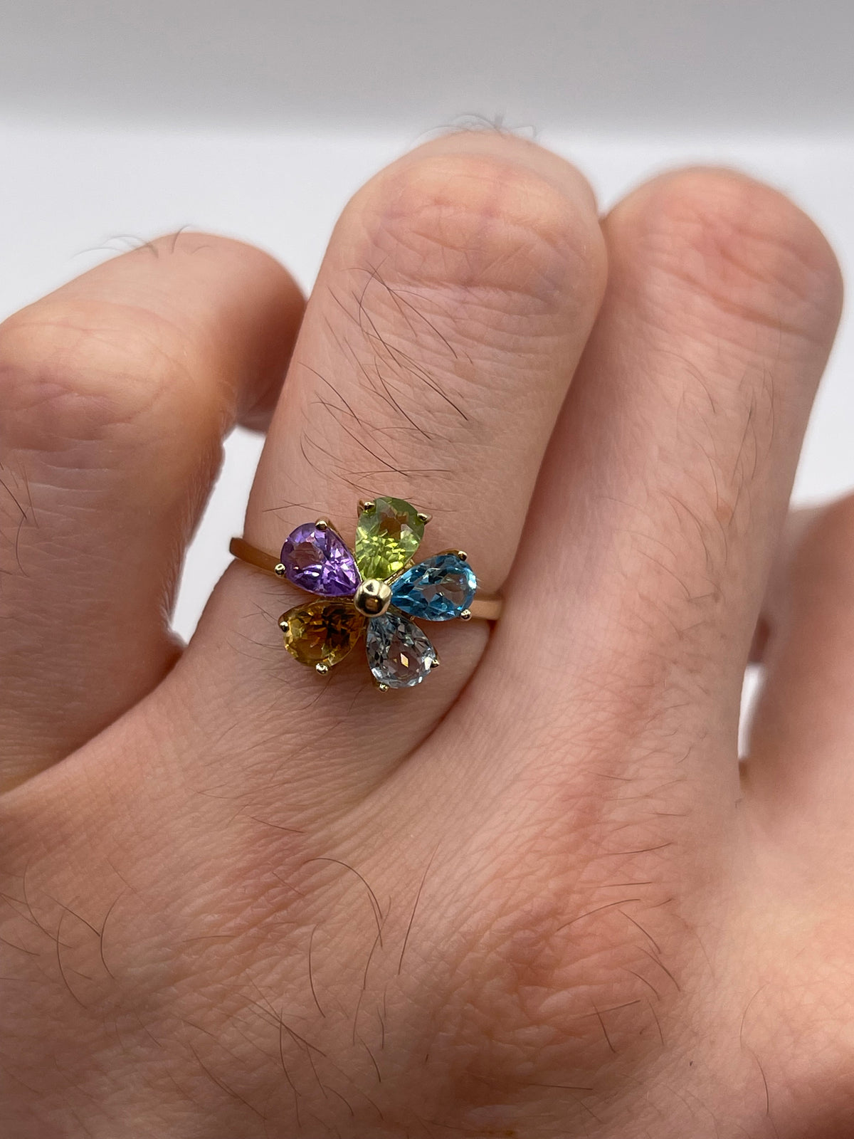 9ct gold multi gemstone ring
