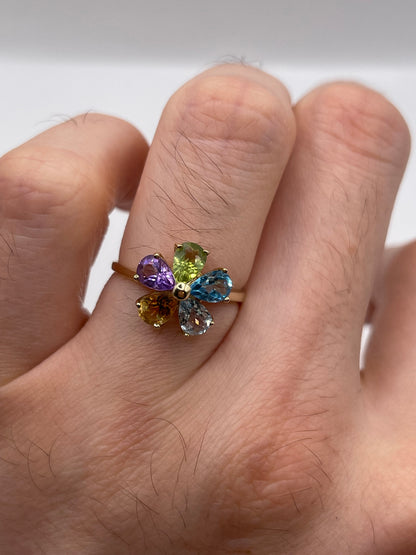 9ct gold multi gemstone ring
