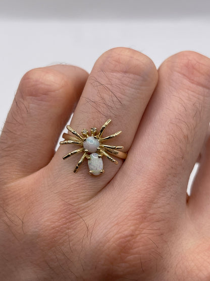 9ct gold opal and diamond spider ring