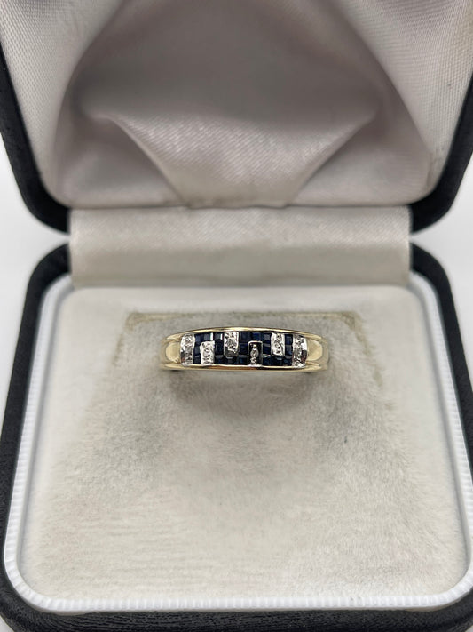 9ct gold sapphire and diamond ring