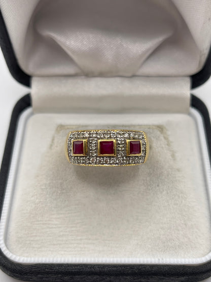 Portuguese 19ct gold ruby and diamond ring