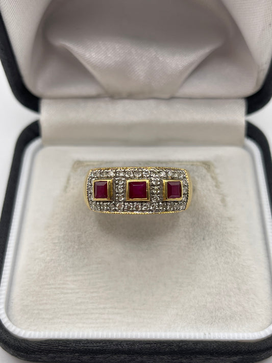 Portuguese 19ct gold ruby and diamond ring