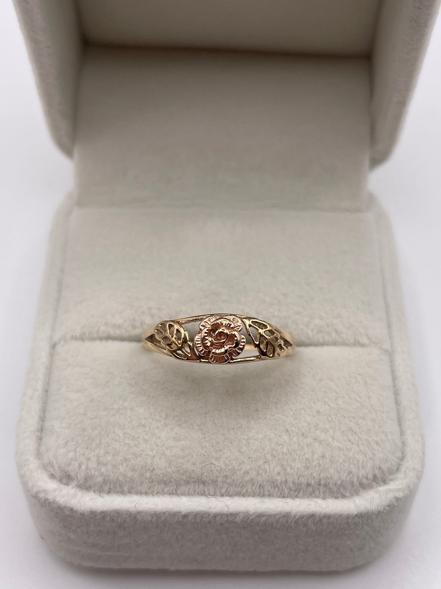 9ct two tone gold rose ring