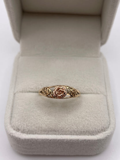 9ct two tone gold rose ring