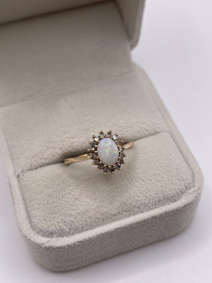 9ct gold opal and diamond ring