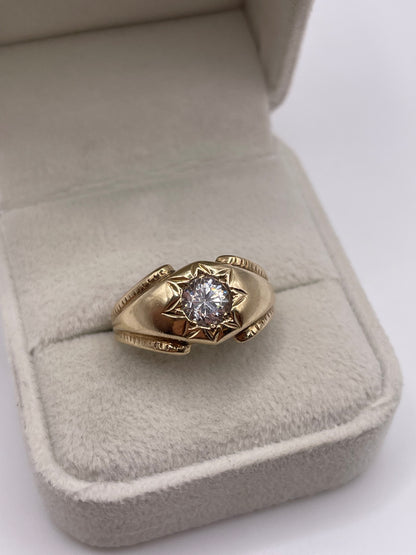 9ct gold cz gypsy ring