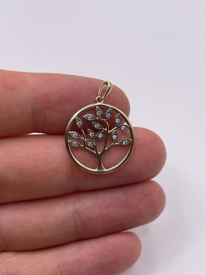 9ct gold cz tree of life pendant