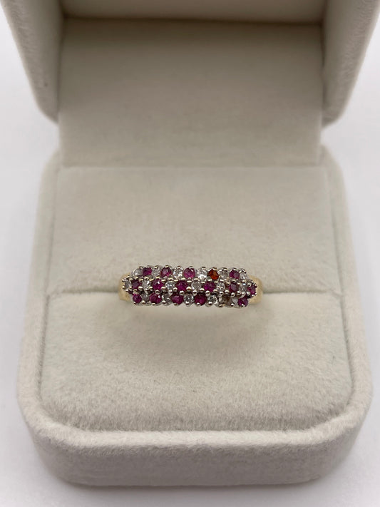 9ct gold ruby and diamond ring