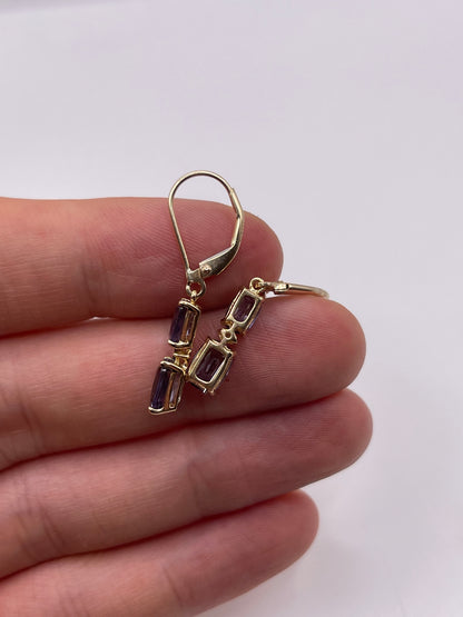9ct gold iolite and diamond earrings