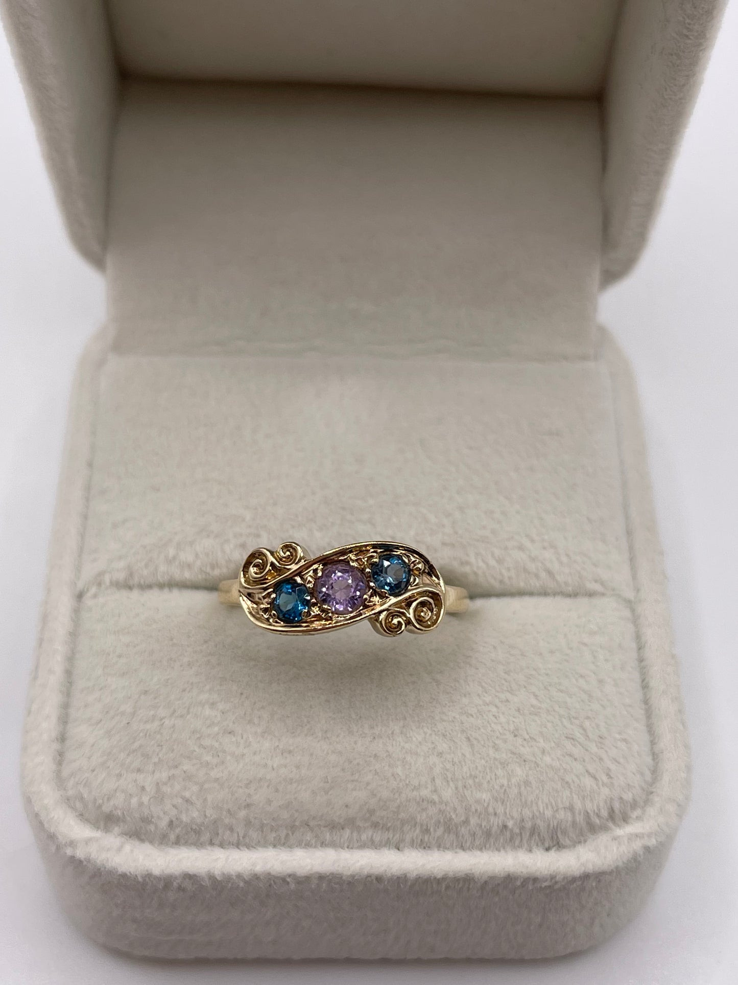 9ct gold amethyst and topaz ring