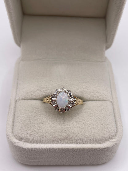 9ct gold opal and diamond ring