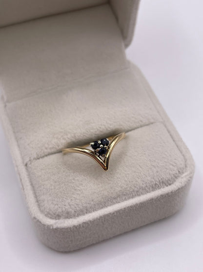 9ct gokd sapphire wishbone ring