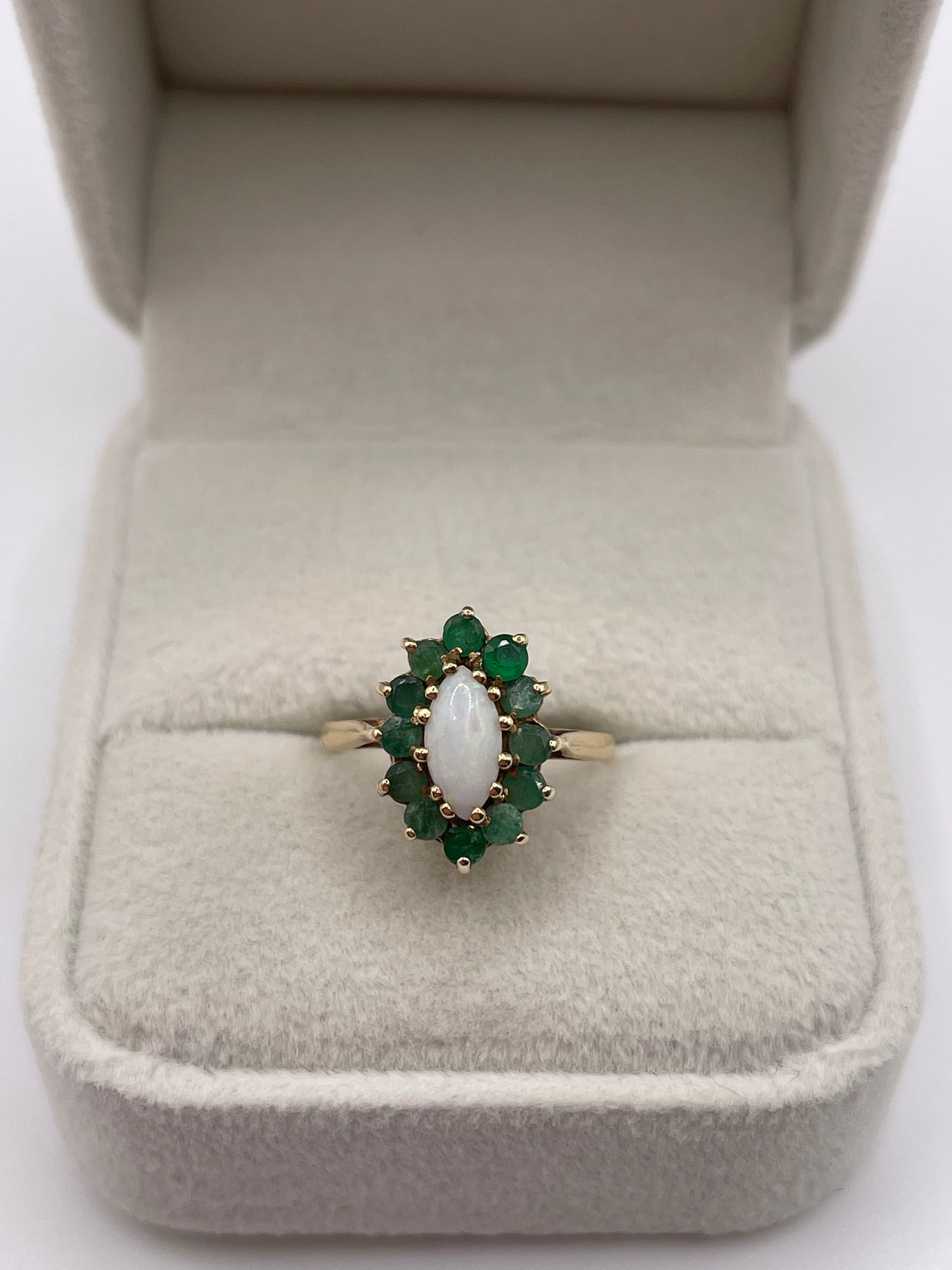 9ct gold opal and emerald ring
