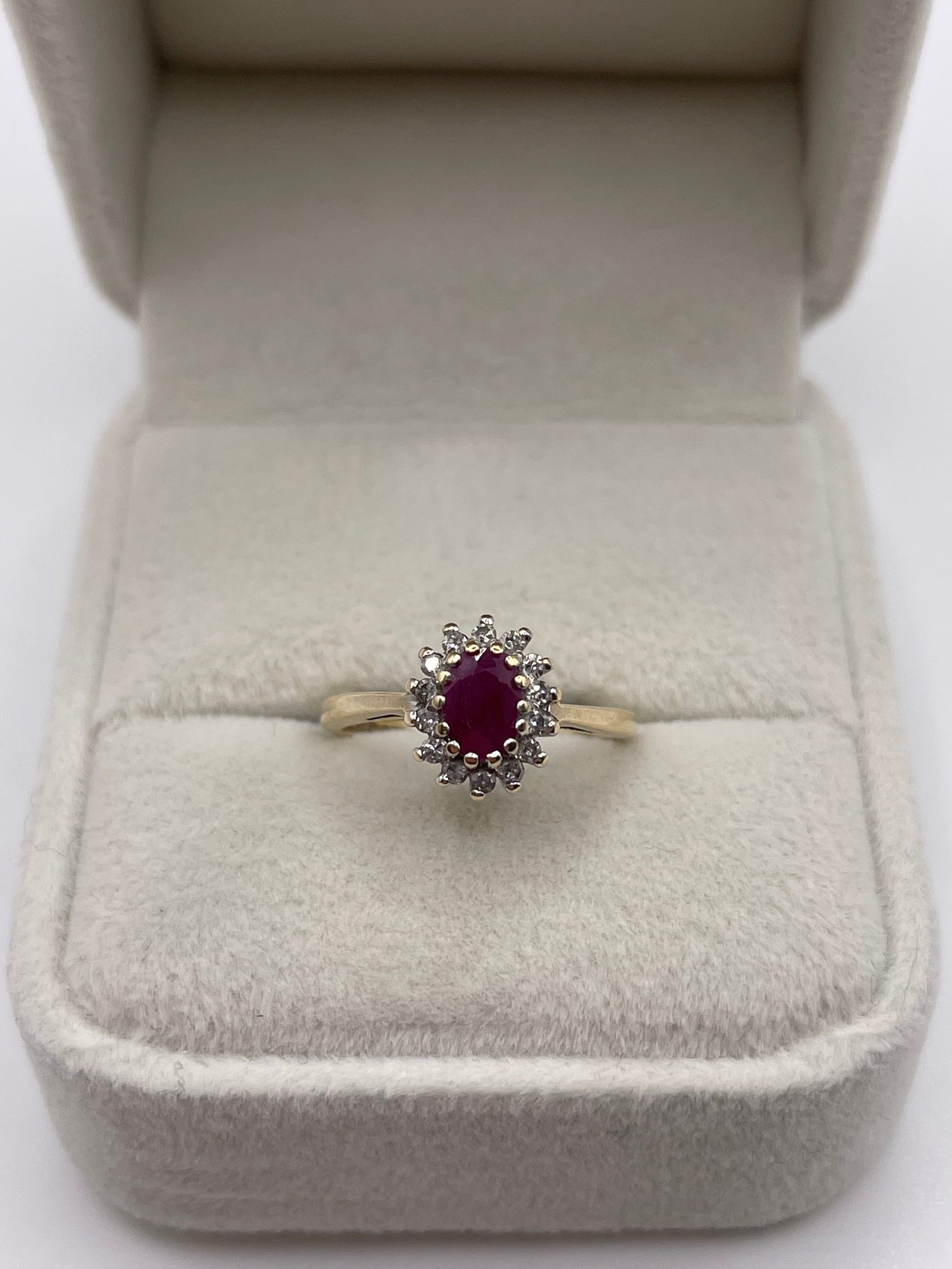 9ct gold ruby and diamond ring