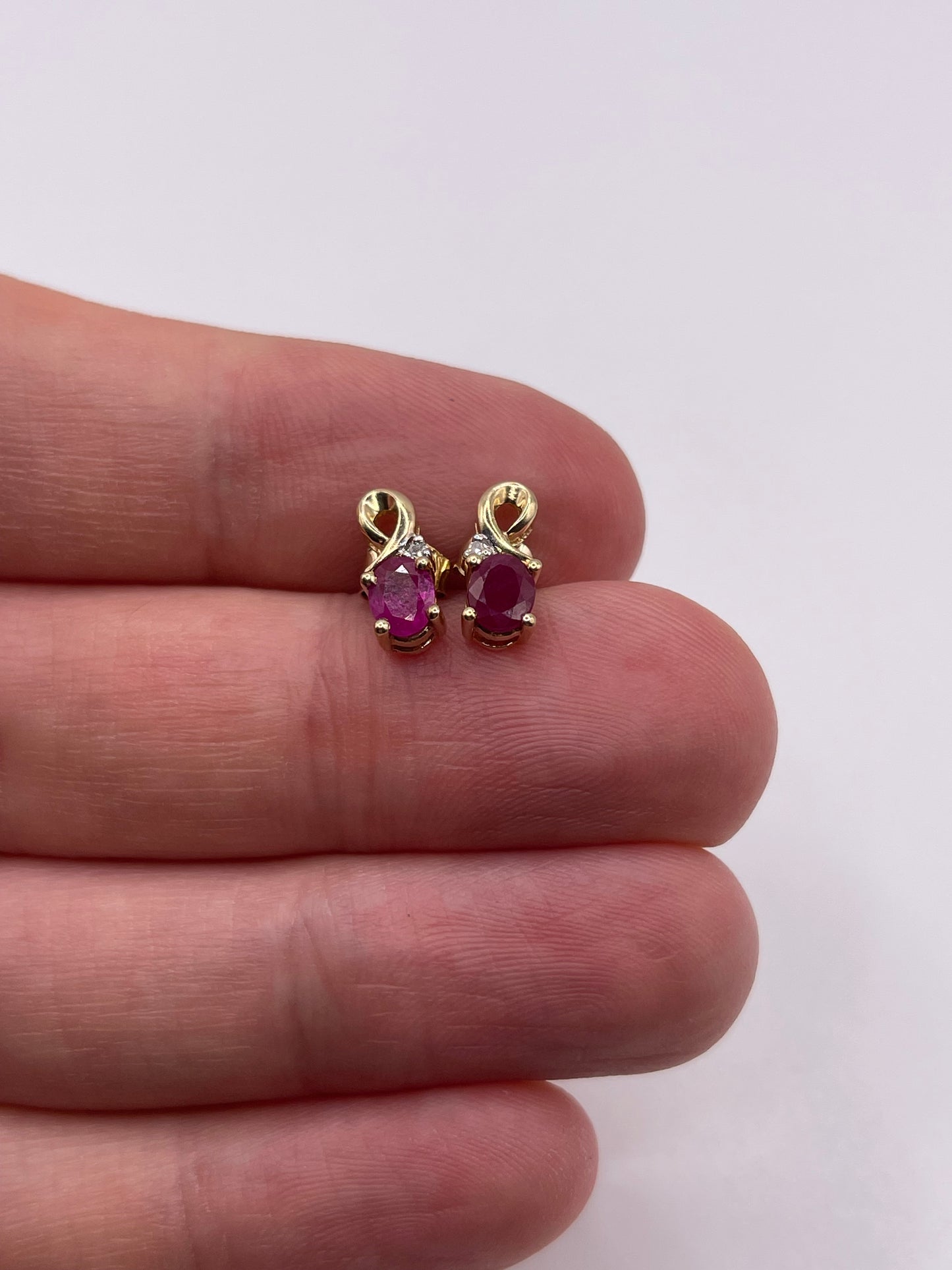 9ct gold ruby and diamond earrings
