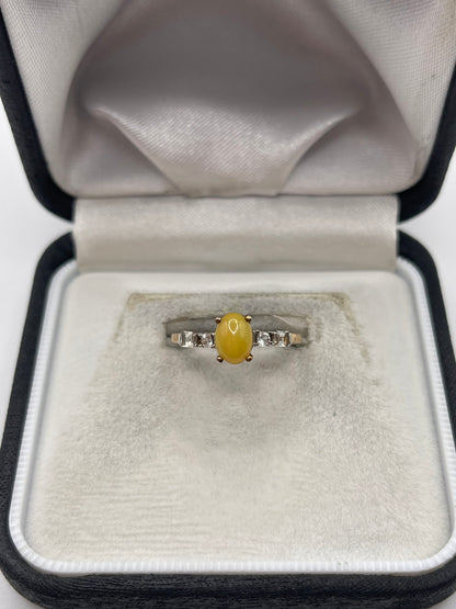 9ct gold opal and zircon ring