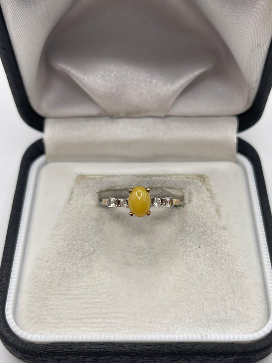 9ct gold opal and zircon ring