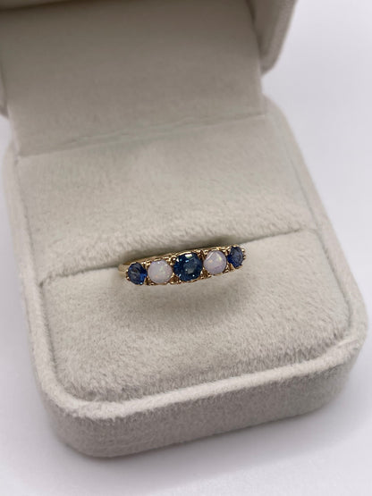 9ct gold opal and sapphire ring