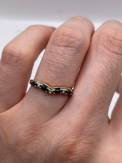 9ct gold sapphire and diamond wishbone ring