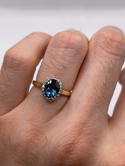 9ct gold topaz and diamond ring