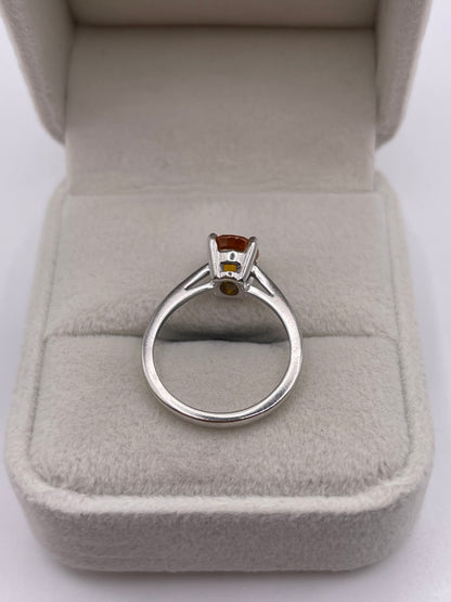 9ct white gold spessartite garnet ring