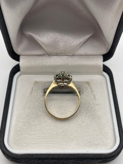 9ct gold emerald and cz ring