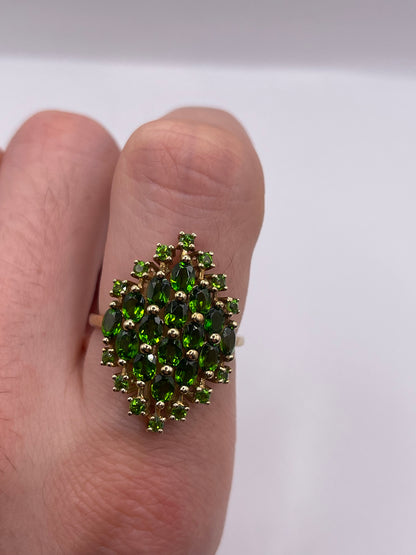9ct gold diopside cluster ring