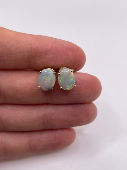 9ct gold opal earrings