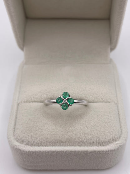 9ct white gold emerald and diamond ring