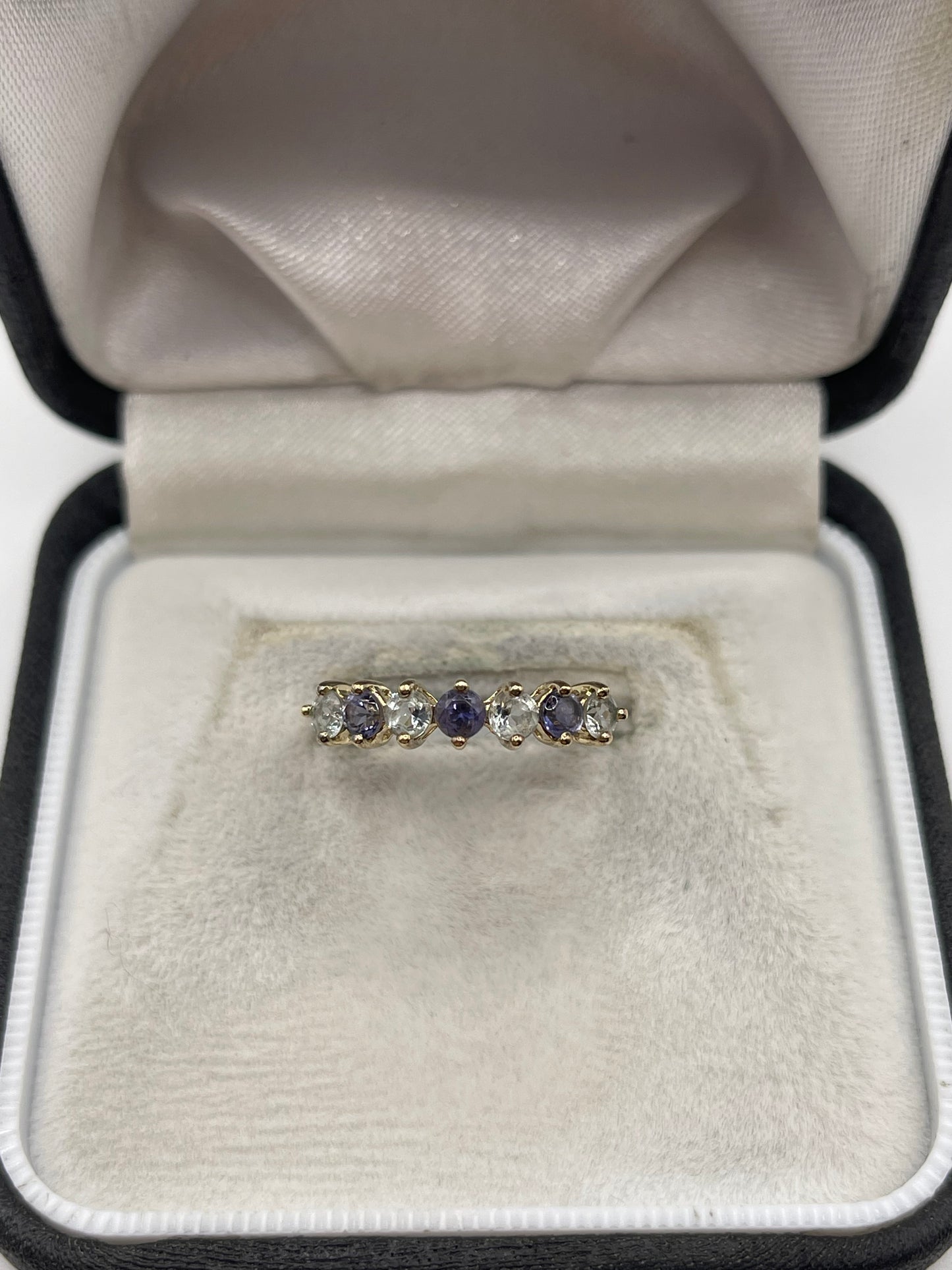 9ct gold aquamarine and iolite ring