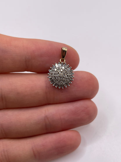 9ct gold diamond cluster pendant