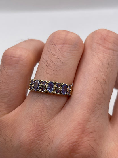 9ct gold tanzanite cluster ring