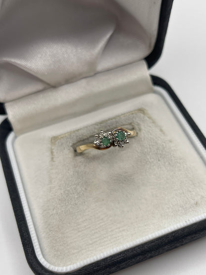 9ct gold emerald and diamond ring