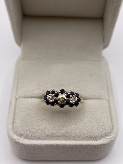 9ct gold sapphire and diamond ring