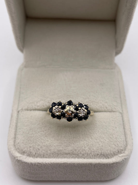 9ct gold sapphire and diamond ring