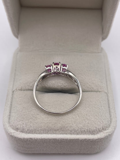9ct white gold pink sapphire and diamond ring