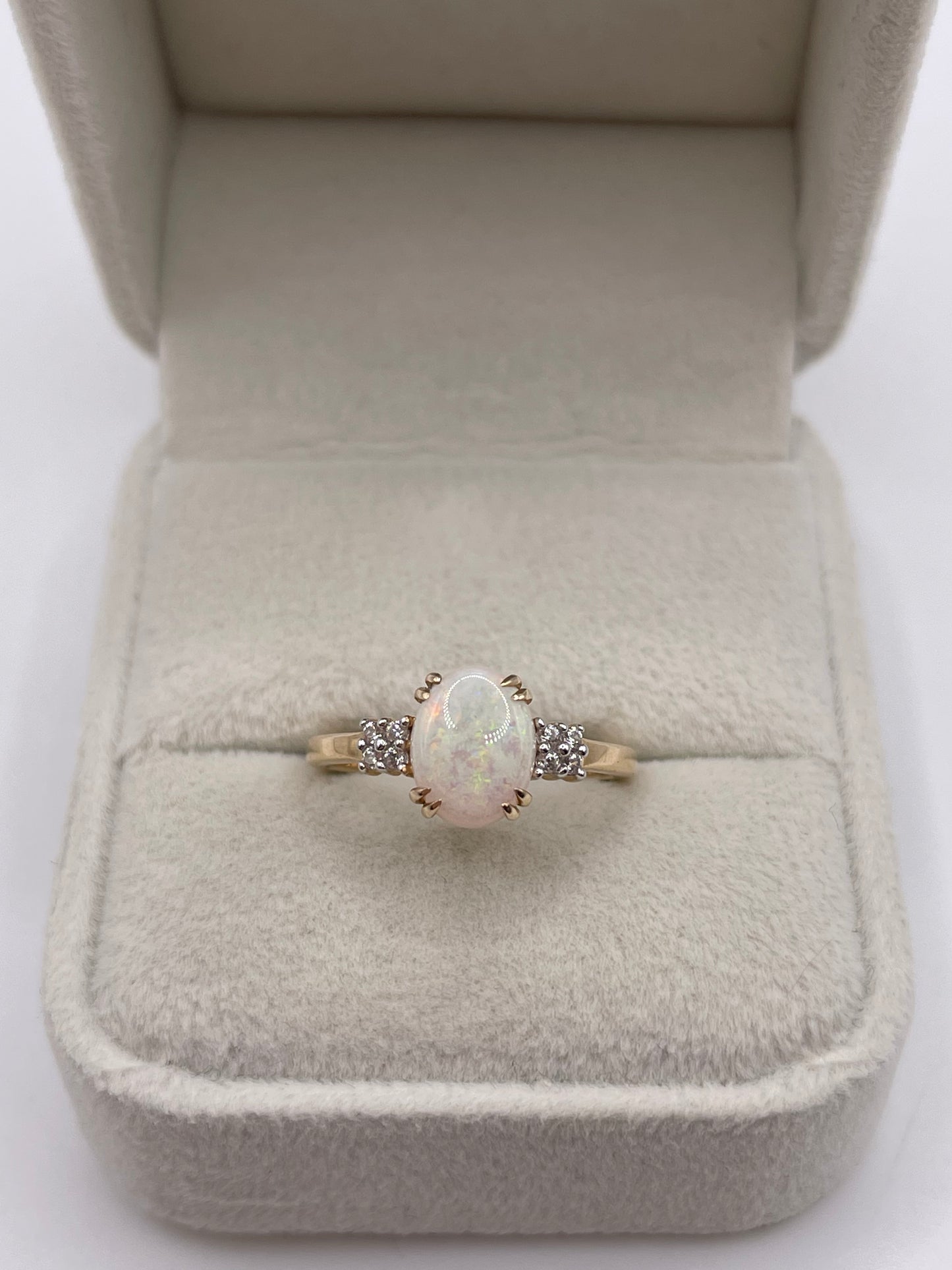 9ct gold opal and zircon ring