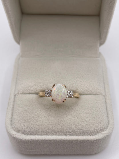 9ct gold opal and zircon ring