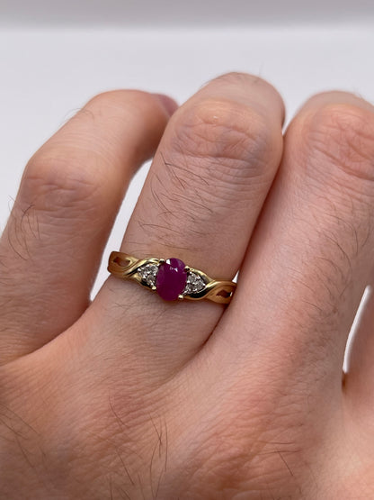 9ct gold ruby and diamond ring