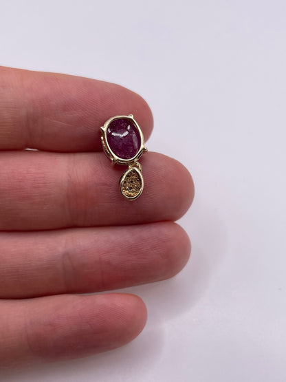 9ct gold cabochon ruby and diamond pendant