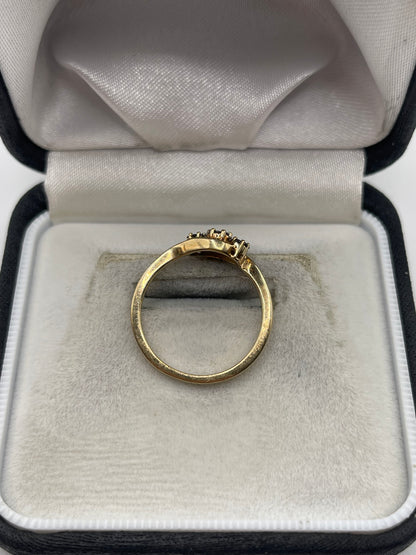 9ct gold black diamond cluster ring