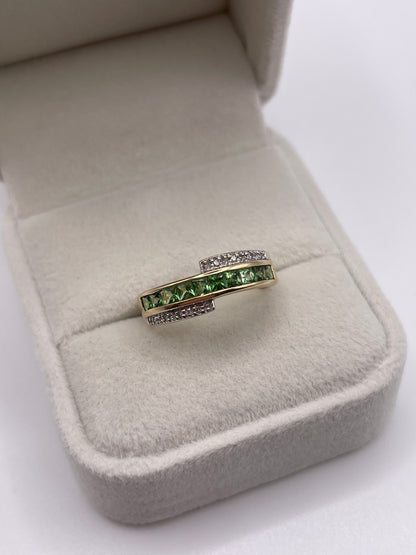 9ct gold tsavorite garnet and diamond ring