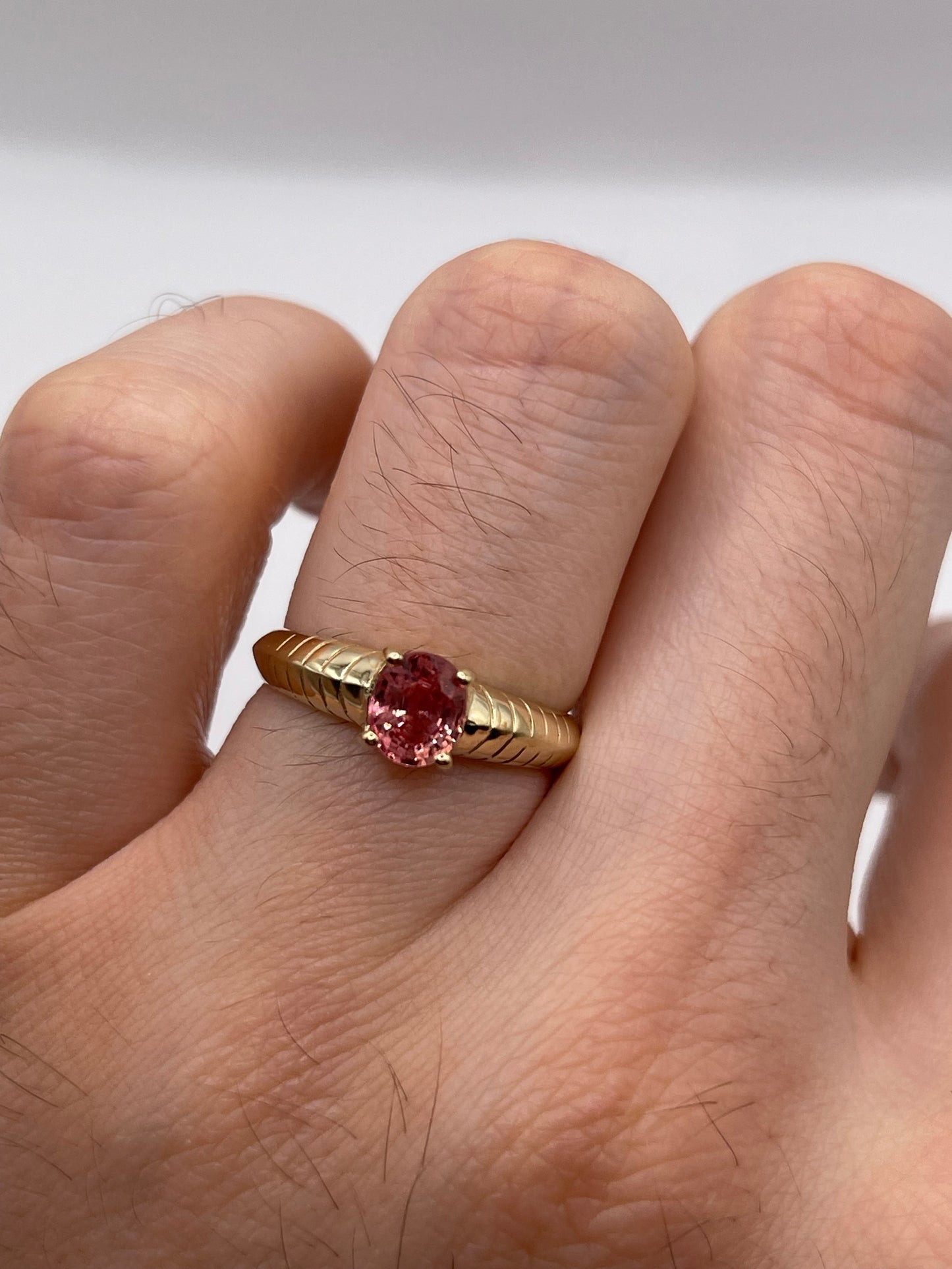 9ct gold padparadscha sapphire ring