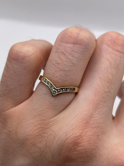 9ct gold diamond wishbone ring