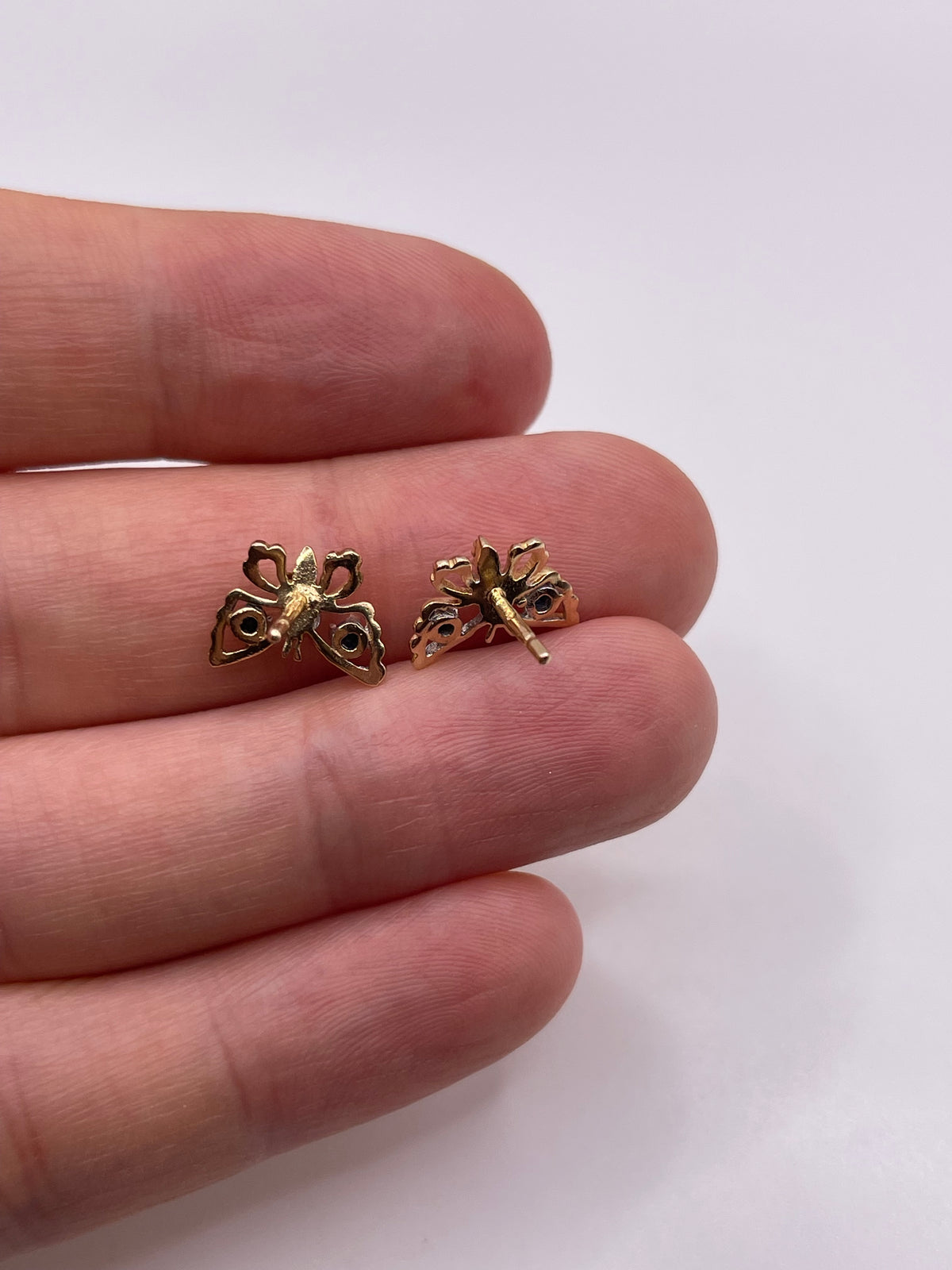9ct gold sapphire and diamond butterfly earrings
